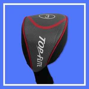 TOP FLITE 3 WOOD HEADCOVER Black Gray Red Fairway Wood Head Cover